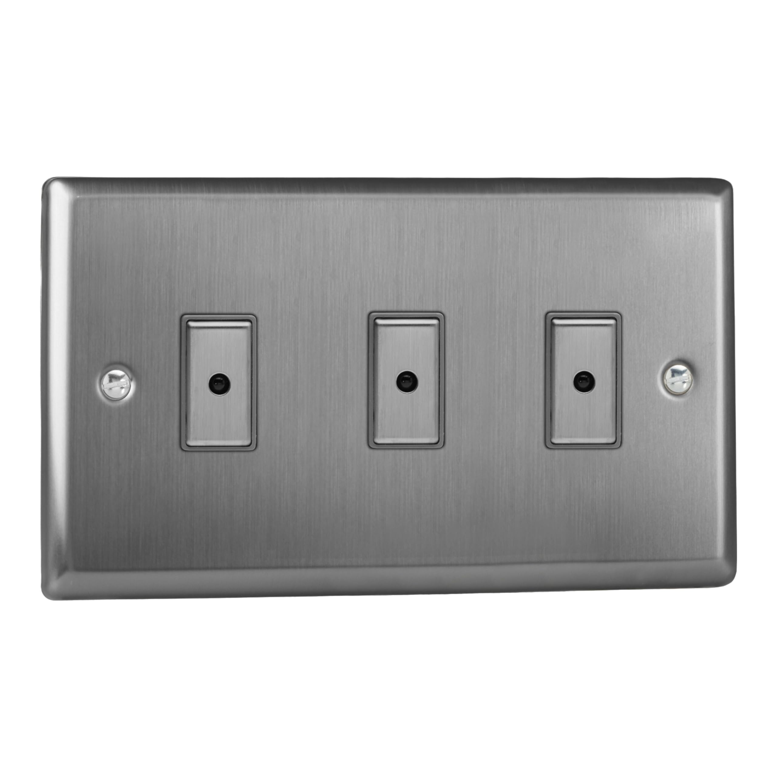 Varilight Triple V-Pro Multi-Point LED Dimmer 3 x 0-100W - Classic Brushed Steel With Brushed Steel Buttons, JTE103