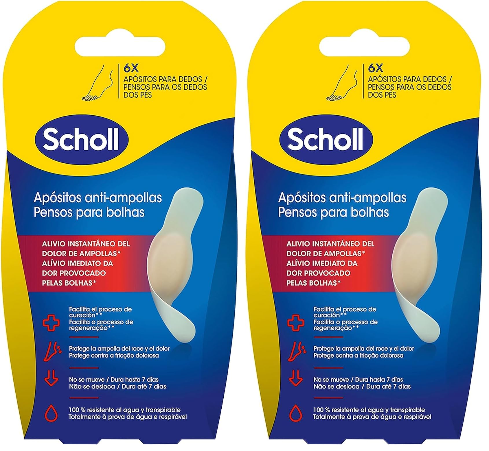 Dr. Scholl's Apósitos para Ampollas en Dedos x6 - Alivio Instantáneo y Cicatrización Rápida - Impermeables y Transpirables - Tamaño Pequeño (Paquete de 2) en oferta en Amazon