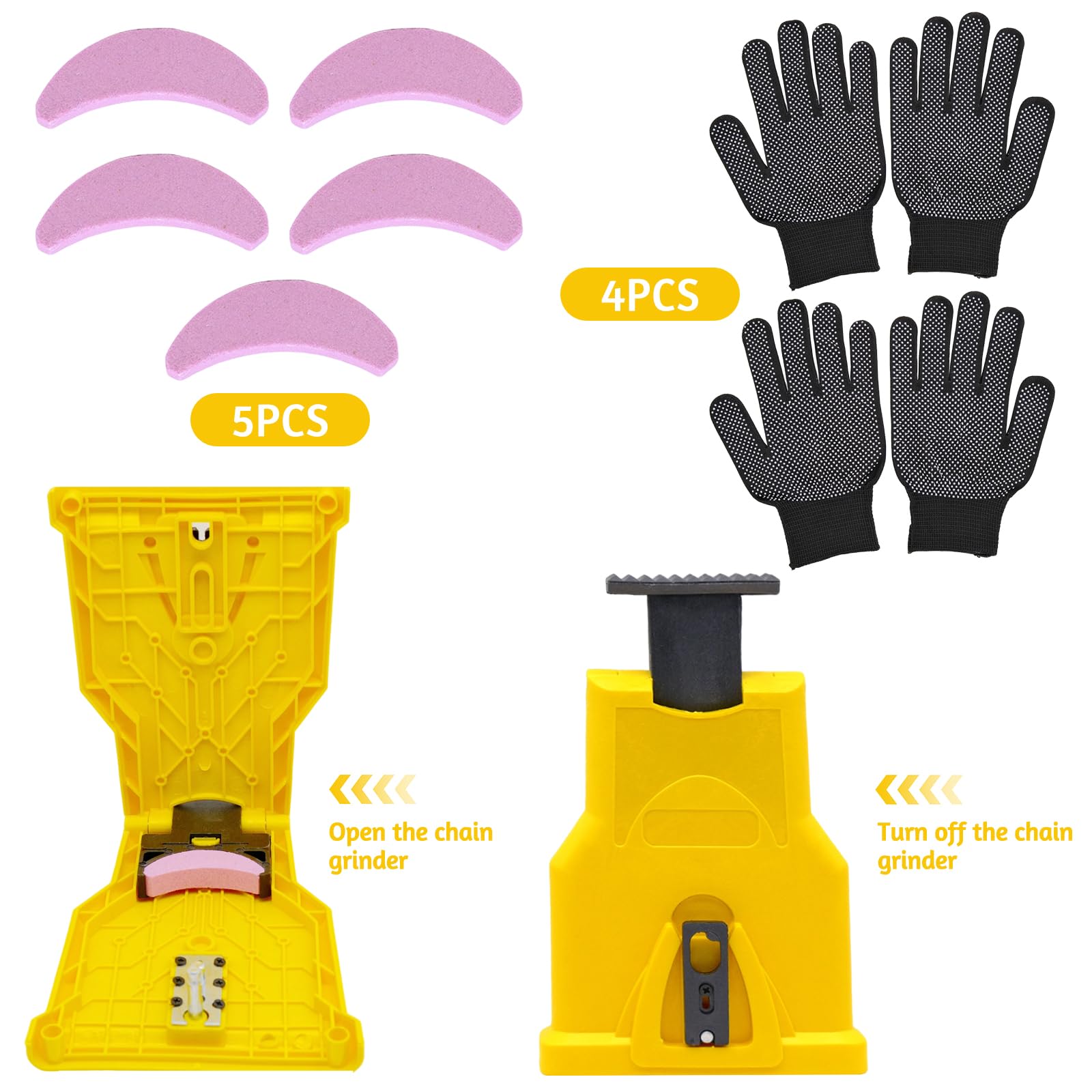Chainsaw Sharpener, Fast Chain Saw Sharpener Tool, Chainsaw Sharpening Kit with 7 Pcs Stone Grinder, Fits for 14in, 16in - Image 3