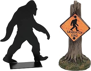 Department 56 Village Collection Accessories Halloween Sasquatch Silhouette and Tree Sign Figurine Set, 4 Inch, Multicolor