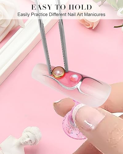 Miniatura 45 de Soportes de uñas acrílicas, soporte de uñas a presión, soporte magnético para práctica, 54 piezas, masilla adhesiva reutilizable para pintura de Rosa