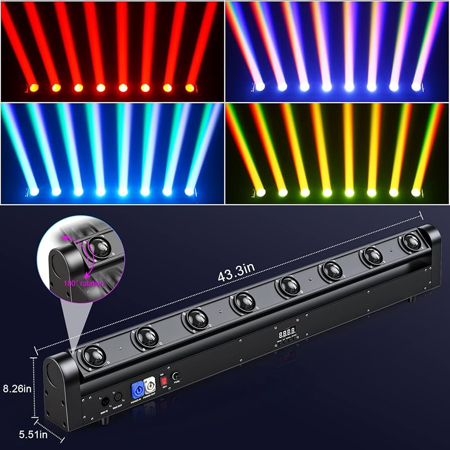 Amazon.co.jp: ムービングヘッド DJ ライトバー、80W 8 LED ビーム