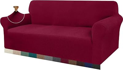 Housse De Canapé 3 Places Granbest Rose Clair - Protection Hydrofuge Lavable - Anti-taches, Anti-griffures Chien/chat - Design Double Ligne Antidérapant - 177x105 Cm