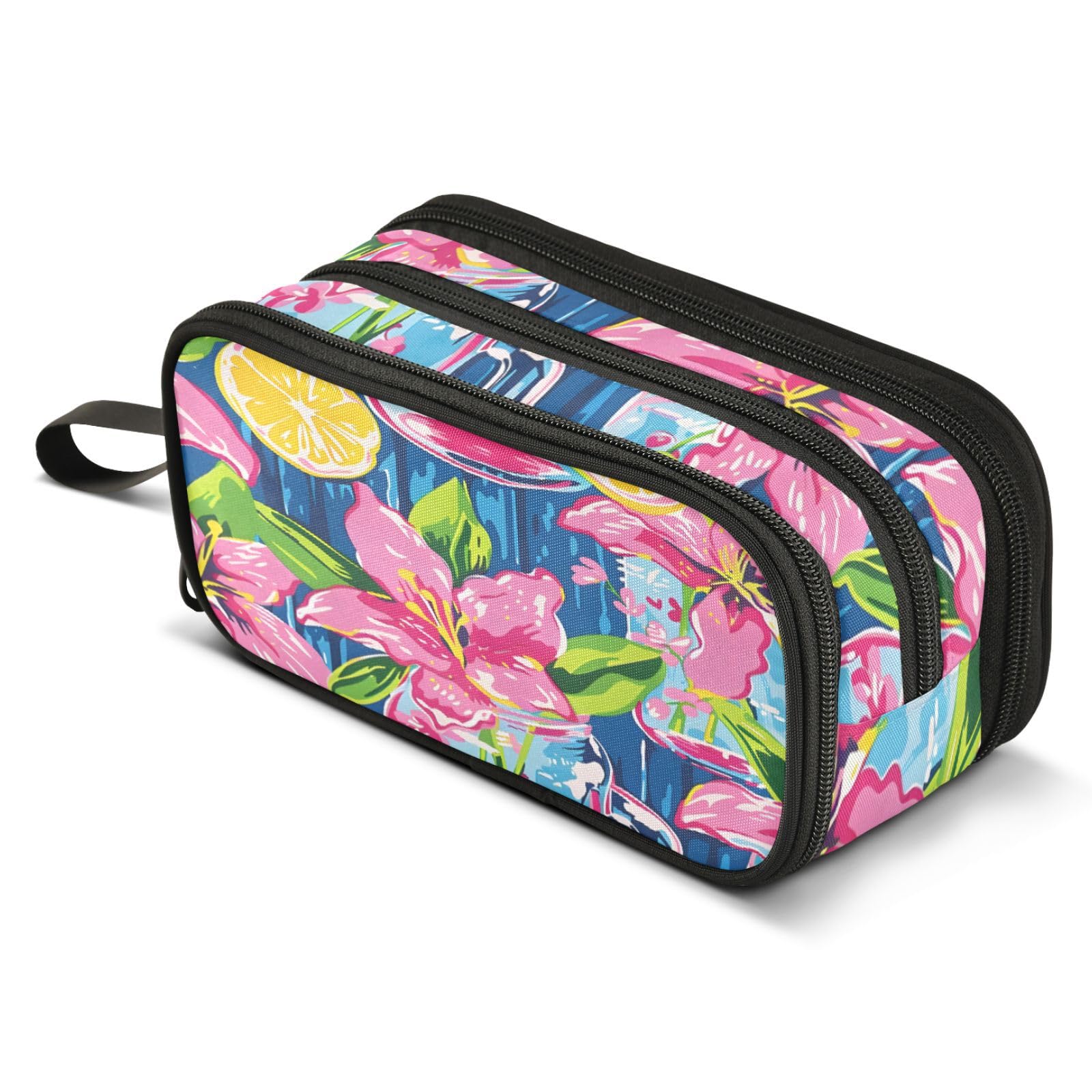 ALAZA Lily Pulitzer Mason Jars Pencil Case Large Capacity Pencil Pouch with 3 Compartments Stationery Case Pen Bag for Boys Girls Kids Adults School Office