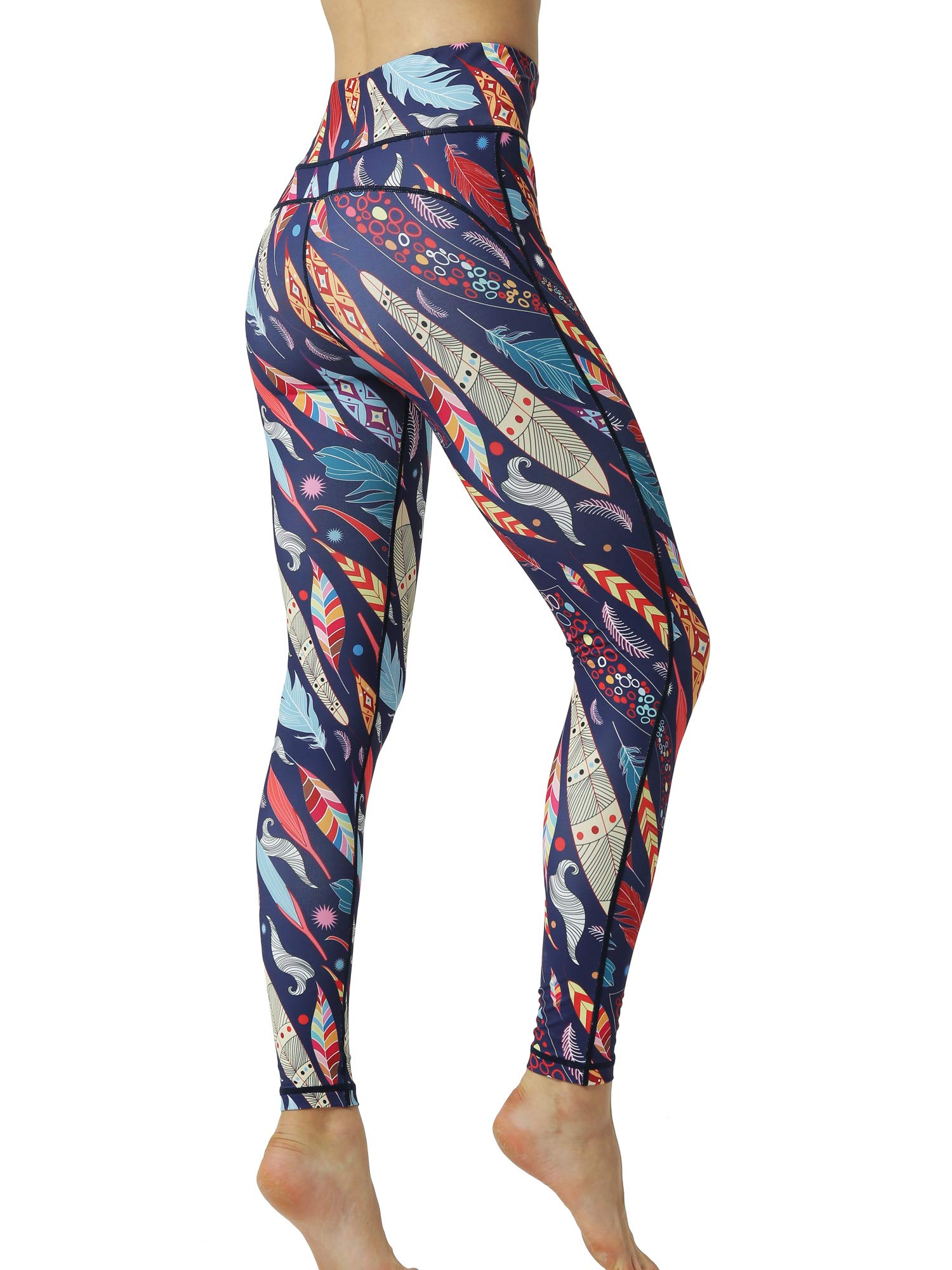 Donna Sportivi Leggins con Motivi Anticellulite Allenamento Alta Vita Pantaloni da Yoga