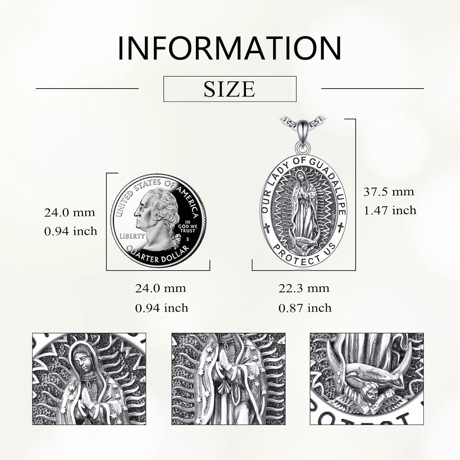 Saint Jude/Michael/Muerte/Benedict/Mary/Dymphna Necklace for Men Sterling Silver Pendant Necklaces Prtotect Jewelry Gifts for Men Women - Image 4