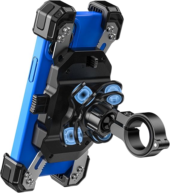 VAZESWIN Motorcycle Phone Mount with Vibration Dampener, 1s Lock & Release | One-Handed Operation Motorcycle Handlebar Phone Holder with Aluminum Alloy Base for Bike Scooter ATV, for 5.5-7.2 Cellphone