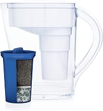 Santevia MINA Alkaline Water Filter Pitcher | 9-Cup at Home Water Filter That Adds Minerals and Makes Water Alkaline | Chlorine and Lead Water Filter | Made in Canada