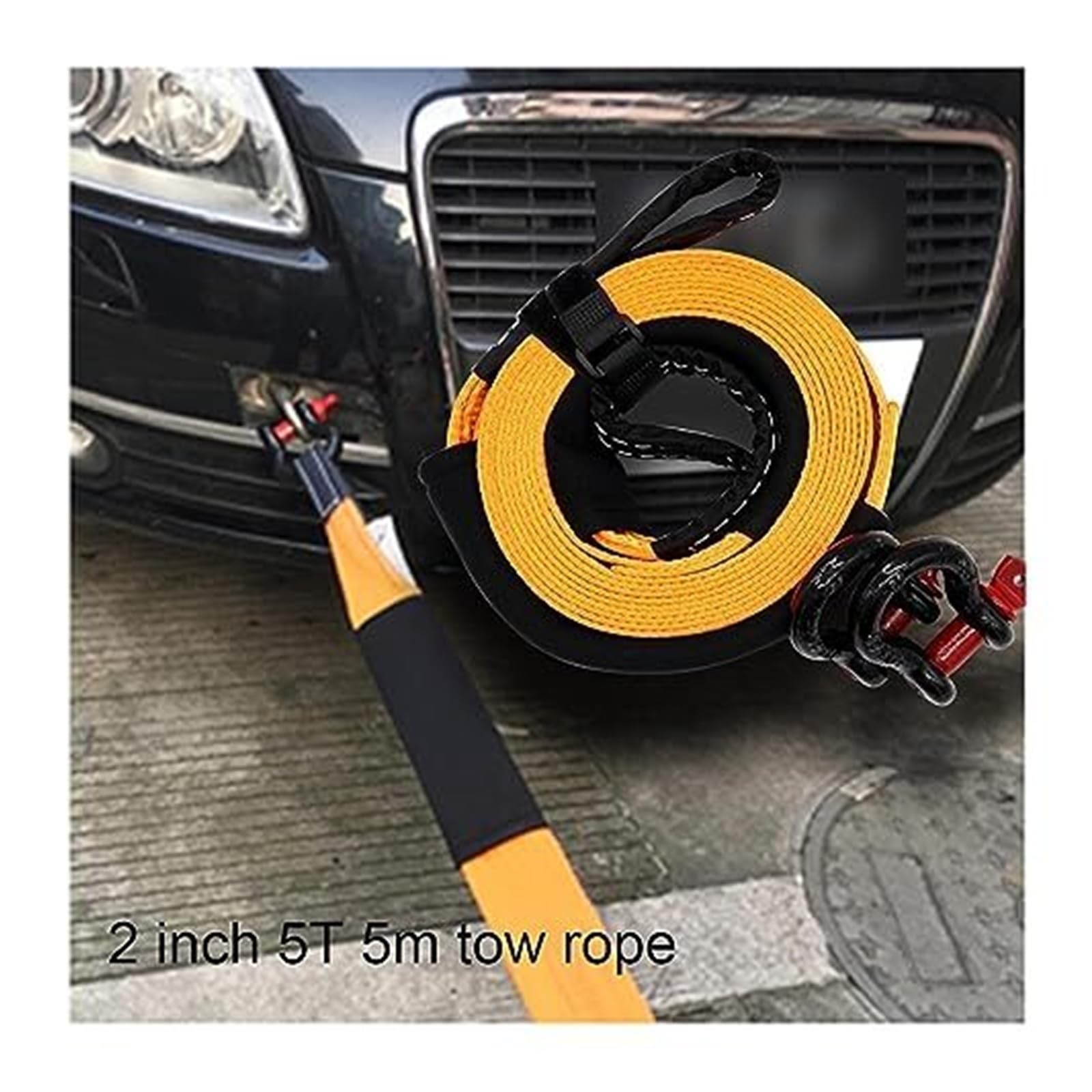 Syntetyczna lina do wciągarki, wytrzymała 5 m holownicza 8 ton z 2 hakami holowniczymi łodzi typu SUV przyczepą(With 2 Hook)