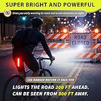 Vista 3 de BLITZU Juego de luces de bicicleta recargables USB-C 2023 con campana. Accesorios de bicicleta para conducción nocturna, ciclismo, potente faro