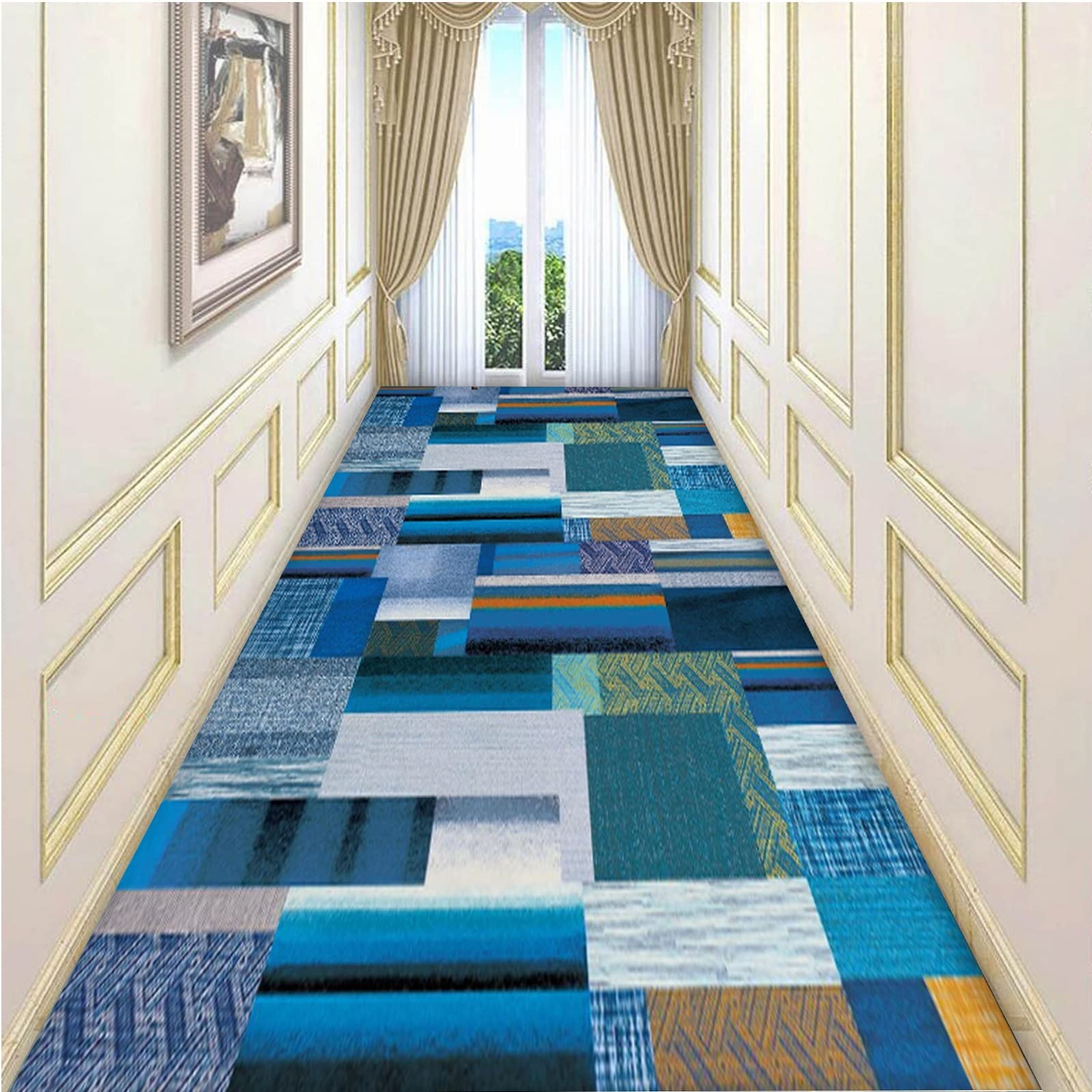 XOTAKGeometric Carpet Runner for Hallway Stairs Kitchen Balcony Runner Rug 1m 1,5m 2m 2,5m 3m 3,5m 4m 4,5m 5m 5,5m 6m Narrow Rugs with Non Slip Backing (Size : 2.3 ft × 4.9 ft)
