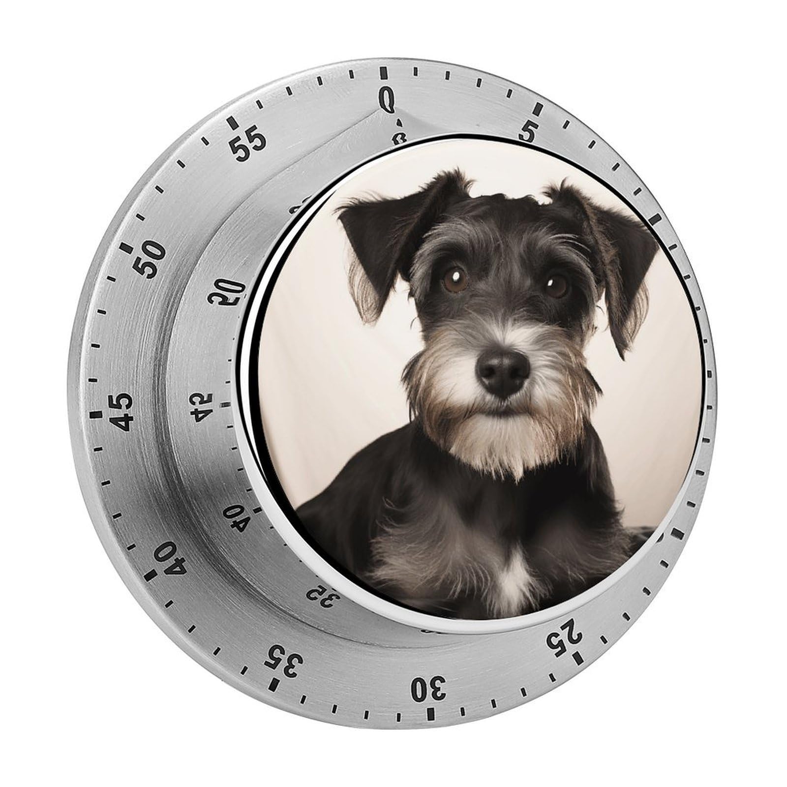 Cute Schnauzer Timer with Loud Alarm Precision 60 Minute Wind Up Timer Portable Manual Countdown Timers Exquisite Stainless Magnetic Kitchen Timers for Cooking Chef Clock