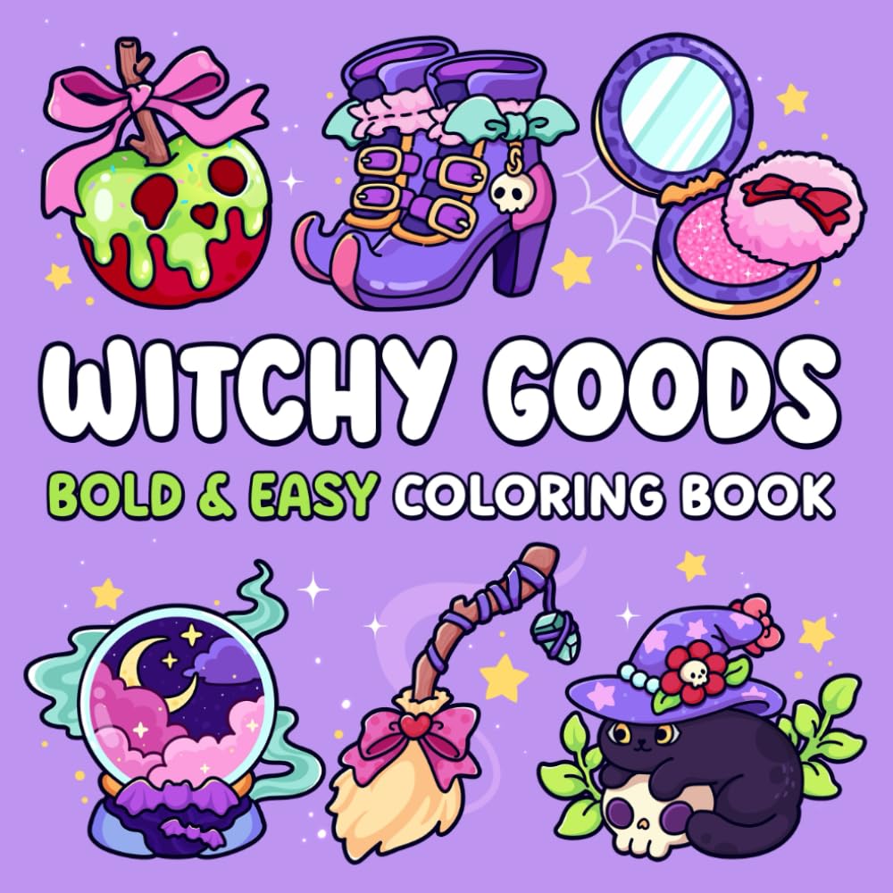 Witchy Goods: Bold & Easy Coloring Book for Adults and Teens Featuring Cute Witch Themes and Simple Spooky Designs for Relaxation