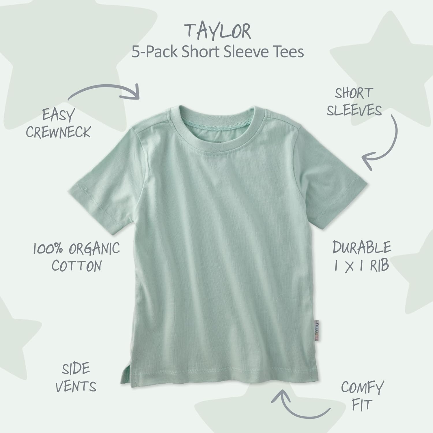 Taylor 5-Pack Toddler Short Sleeve T-Shirts 100% Organic Cotton for Toddler Boys and Girls​ - Image 2
