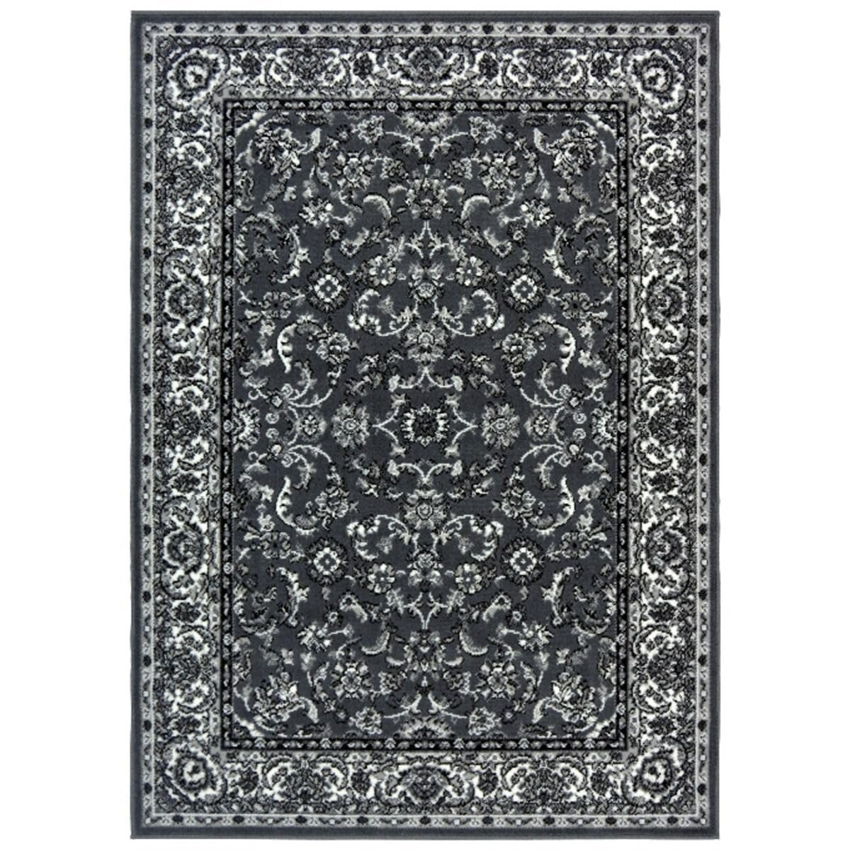 bedding mill Dark Grey Bordered Floral 7mm Thick, Stain-Resistant Traditional for Bedroom, Living Room, & Dining Room, Easy to Clean Area Rug-200cm X 290cm