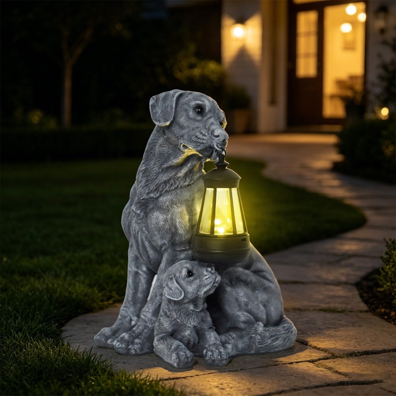 per lampada per giardino per solare per cane Resina Grigia (B)