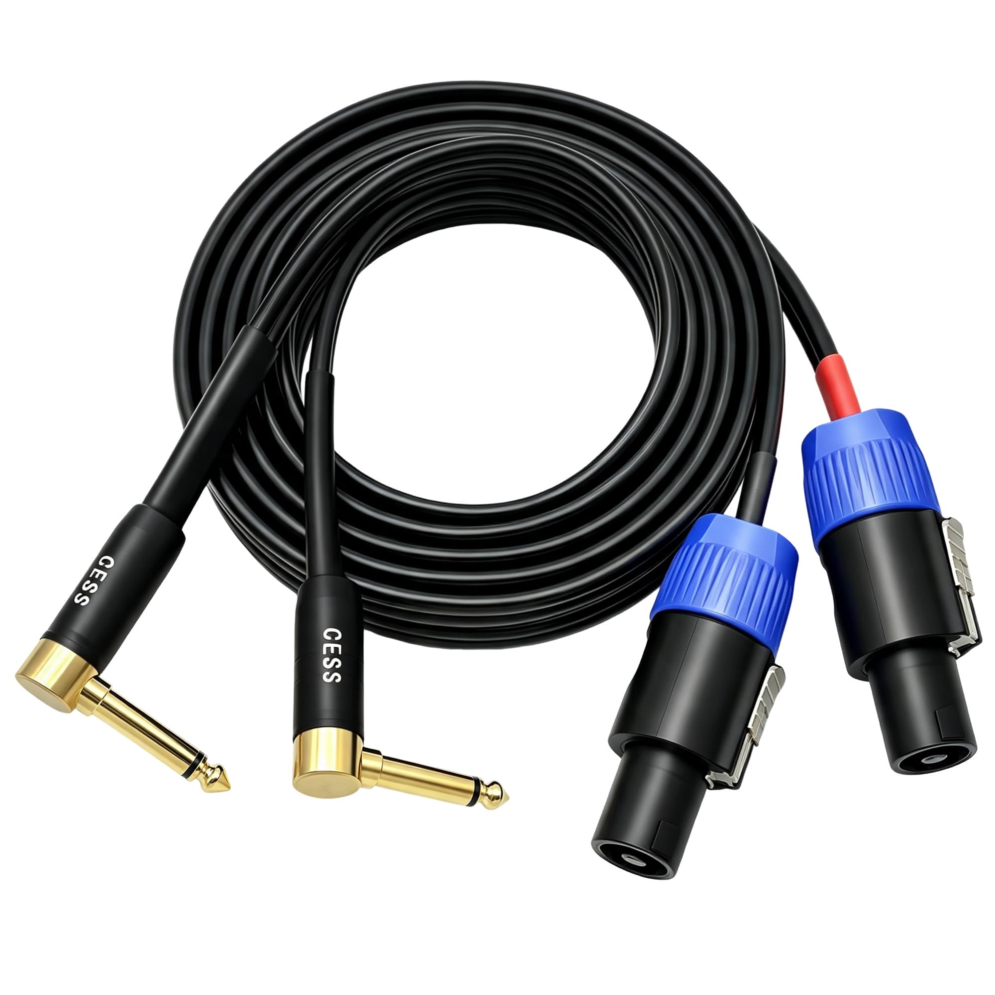 CESS-133-6f Cavo per altoparlante/amplificatore, ad angolo retto da 1/4 pollici, 2 pezzi (6 piedi)