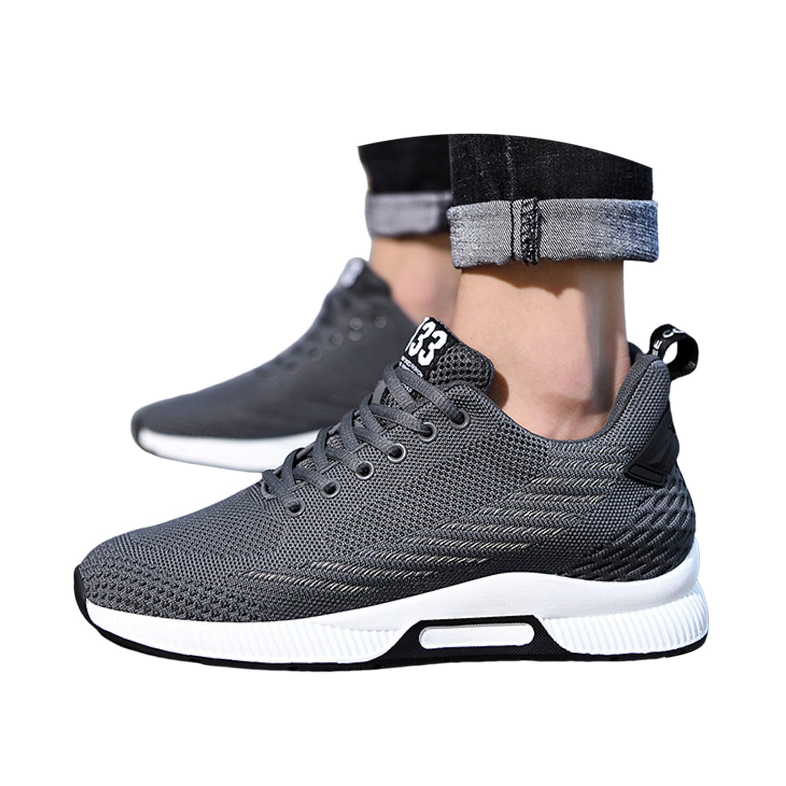 Scarpe da ginnastica da uomo, scarpe sportive in rete, comode scarpe per il tempo libero, grandi dimensioni, fitness, palestra, sport, trail running, scarpe da jogging, scarpe da corsa, grigio., 42