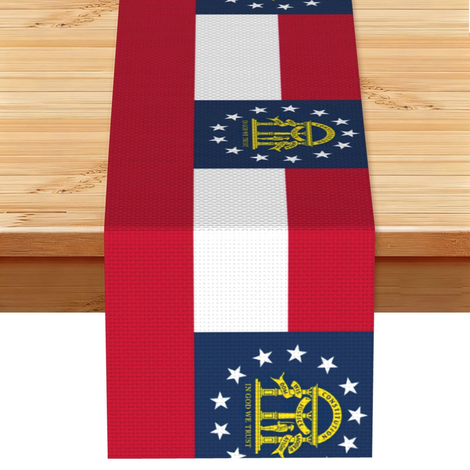 Georgia State Flag Printed Dining Table Runner 13x72 Inch, Non-Fading Decor for Kitchen Dresser Fireplace Mantel