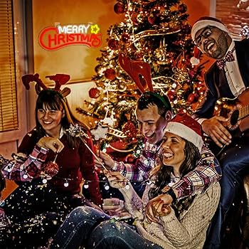 【ラスト１点】クリスマス　新年　ネオンサイン 　装飾　インテリア　照明 Amazon.co.jp: FINOTI クリスマスパーティーネオンサインライト新年