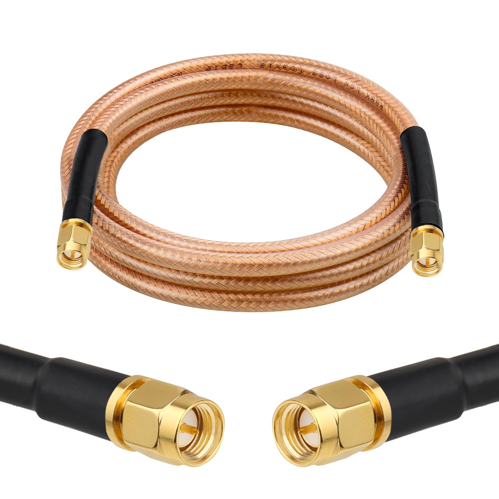XRDS -RF RG8X Cavo di prolunga SMA a bassa perdita da SMA maschio a SMA maschio, cavo coassiale in rame intrecciato ad alta densità, 50 Ohm, per antenna WiFi, gateway 4G 5G LTE, router, radio
