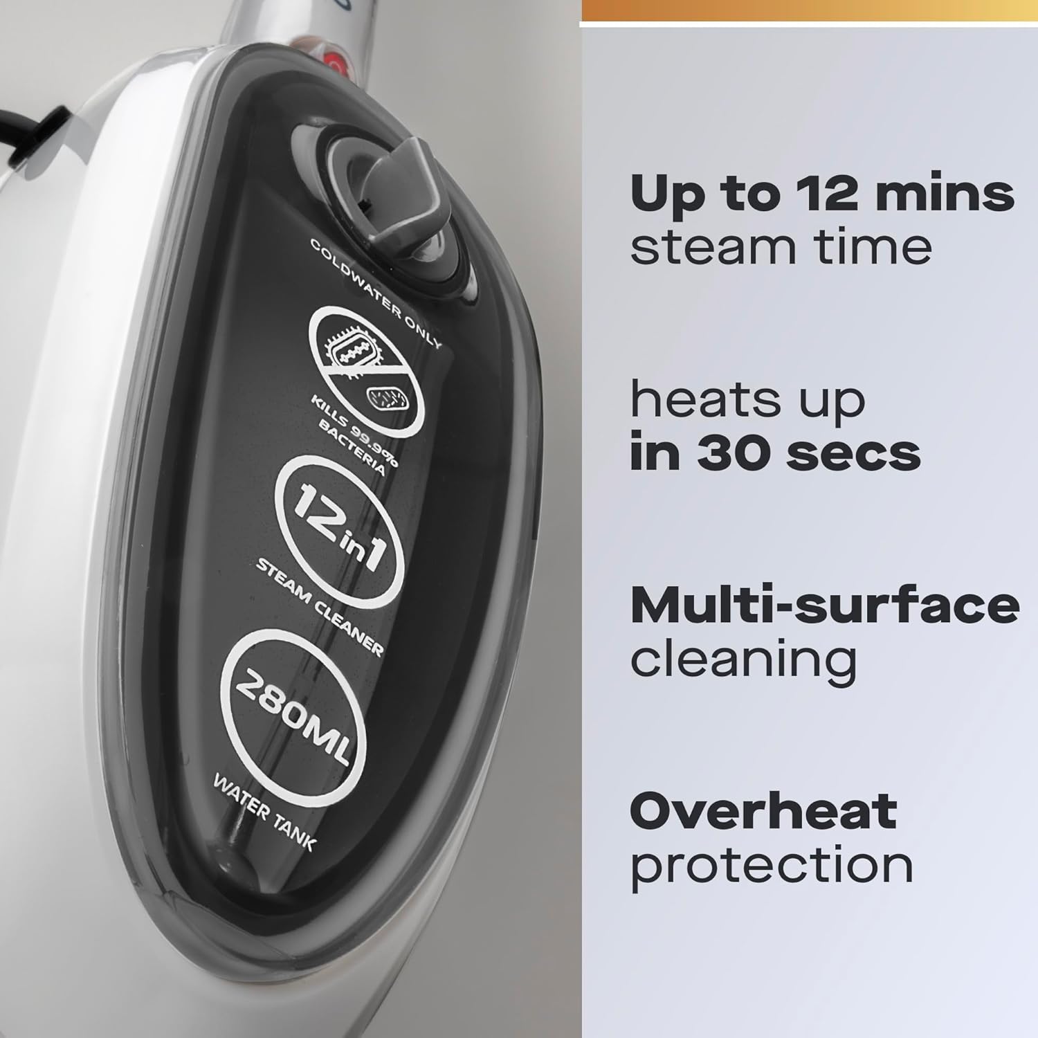 Schenley Steam Mop with Detachable Handheld Steam Cleaner, 19-in-1 Multi-Purpose Steam Mop for Hard Floors, Tiles & Grout, Chemical-Free Cleaning, Fast 10s Heat-Up, 5m Power Cord