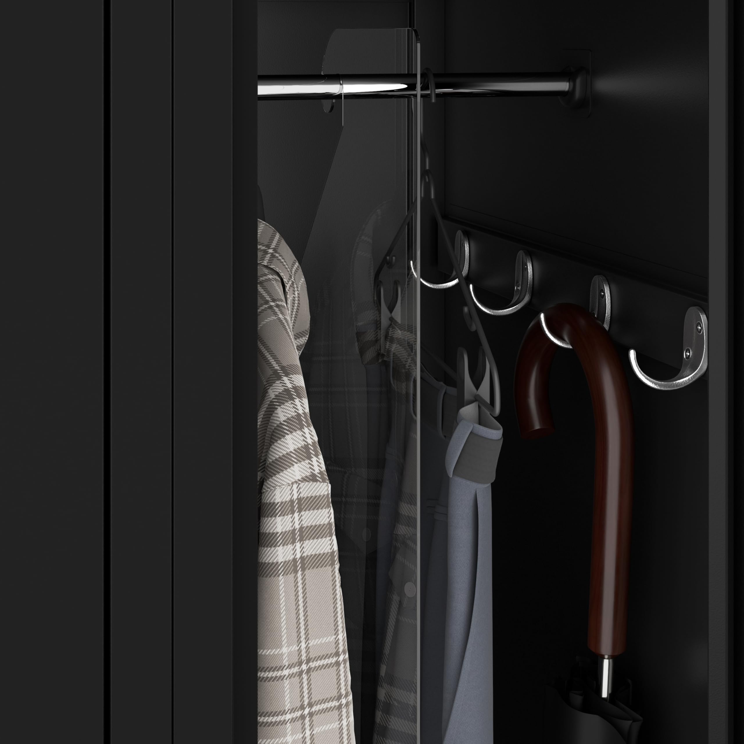 Jan Nowak Armoire Vestiaire Metallique 2B1AS Casier en Métal 2 Compartiments cloison Revêtement en Poudre 180 cm x 60 cm x 50 cm Noir