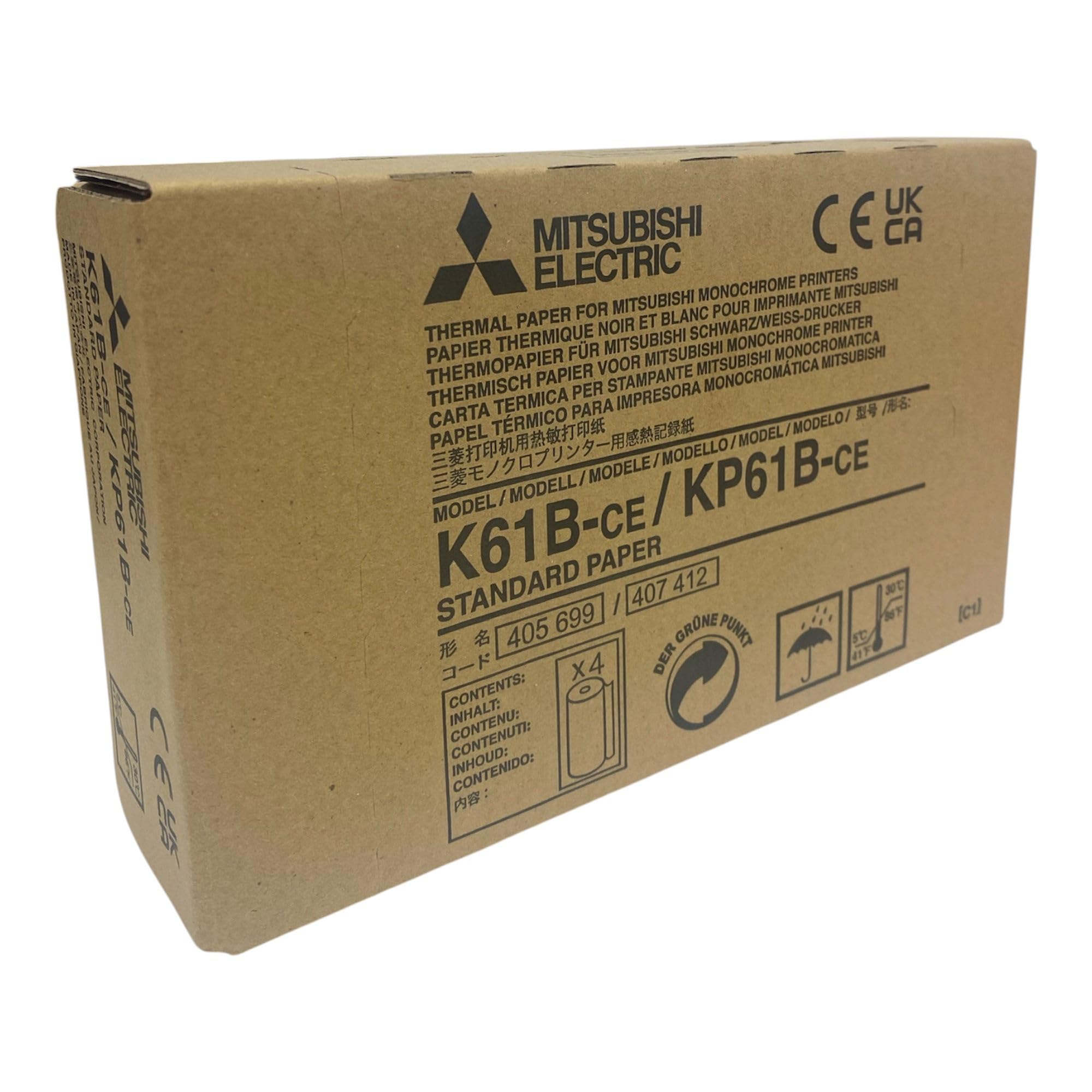 JMEDIS Mitsubishi Papel Térmico K61B-CE, para Impresora Monocromática Digital, Procesador de Video Pack. 4 unds