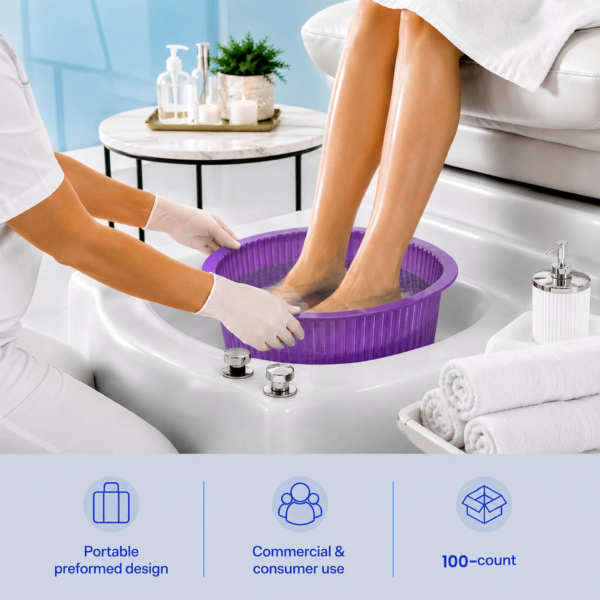 ForPro Universal Disposable Pedi Bath Liners, 50% Thicker Plastic