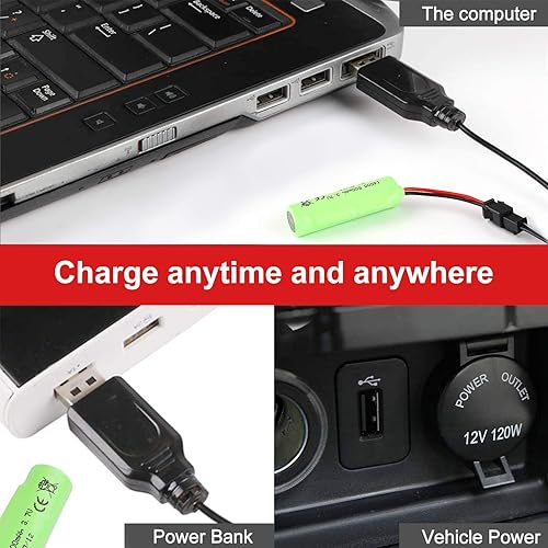 Miniatura 5 de FPVERA Batería de coche Rc – Paquete de 2 baterías de 500 mAh 3.7 V Li-ion recargable para doble cara RC Stunt Car RC Camiones pequeños RC barco