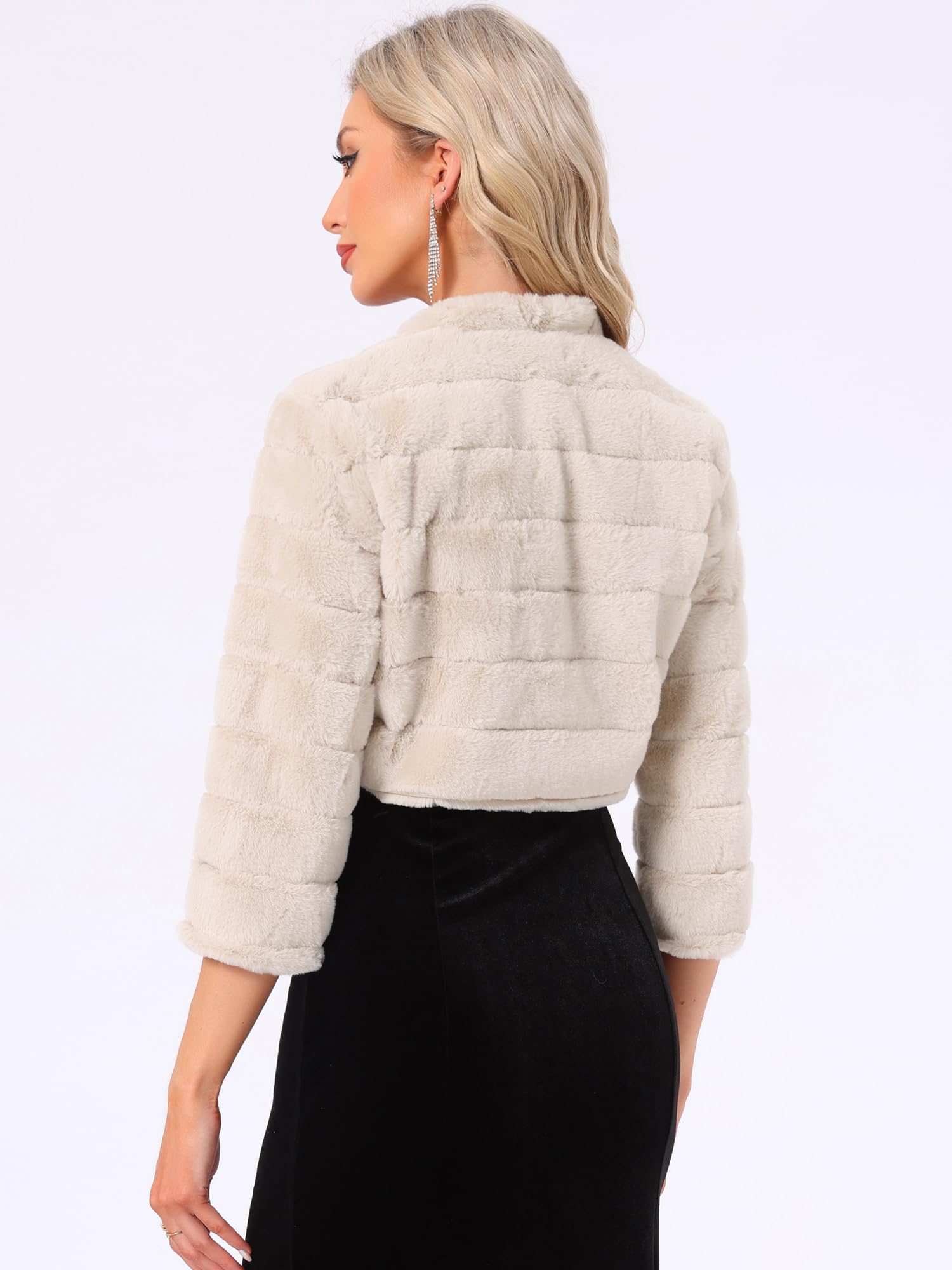 Allegra K Chaqueta Corta para Mujer para Vestidos Bolero Faux Fur Shrug Chaqueta Cárdigan