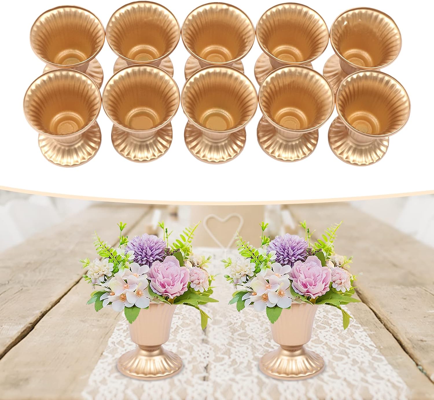 10 Pcs Mini Sized Metal Wedding Centerpieces Vase for Wedding Party Decor,Trumpet Vase Flower Holder Metal Compote Vases for Anniversary Ceremony Birthday,Event,Home Decor