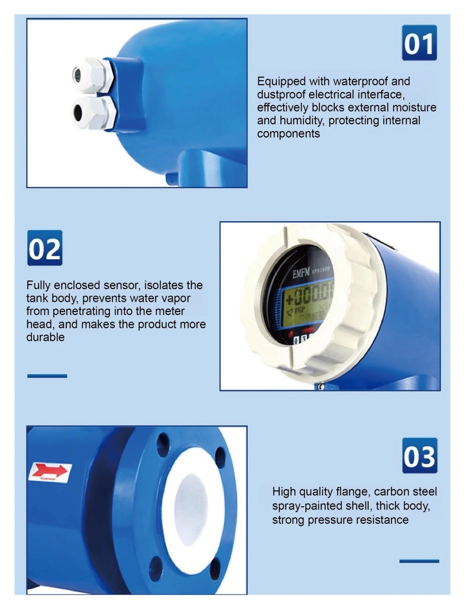Caudalímetro electromagnético for aguas residuales, líquido de alcantarillado, en línea, 1,6 MPa, con pantalla LCD Garantizar la estabilidad(DN25-normal,220V)