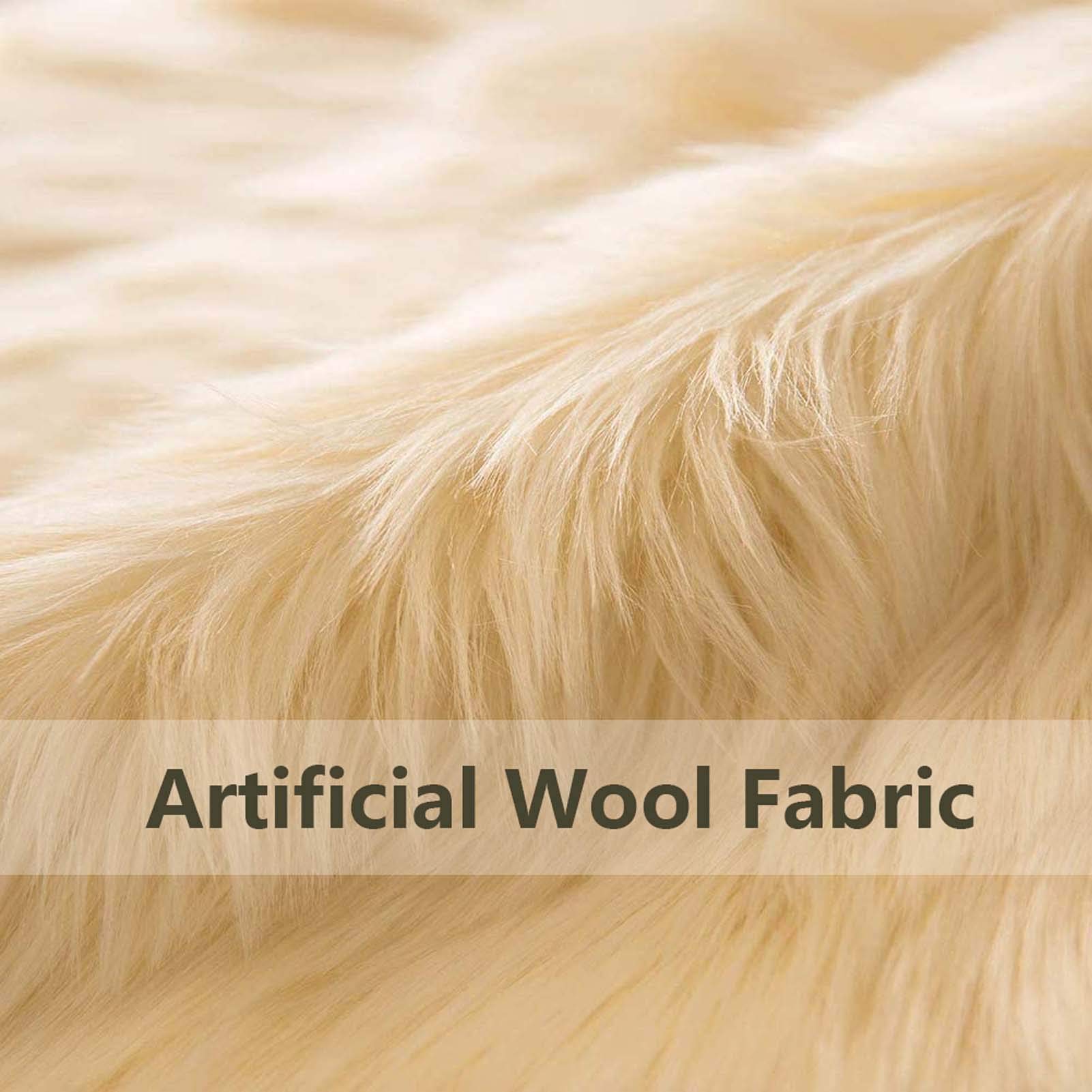 Faux Peau de Mouton en Laine Tapis, Tapis Fourrure synthétique Fluffy Soft Longhair Décoratif Coussin de Chaise Canapé Natte, Chambre Chevet Tapis