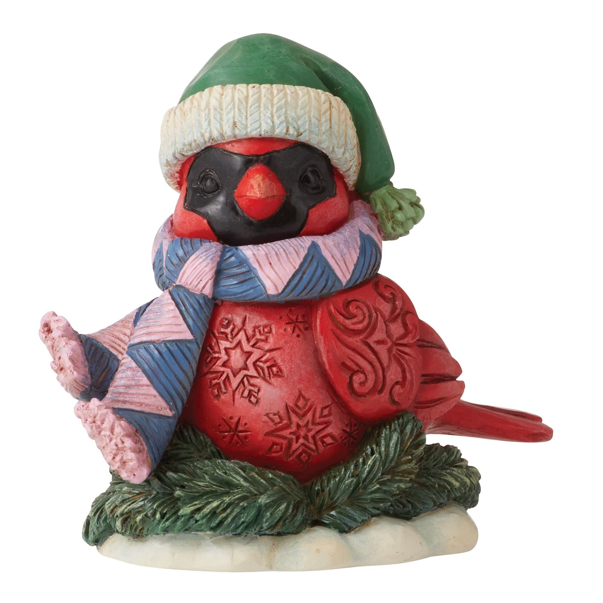 Jim Shore Heartwood Creek Christmas Cardinal in Scarf Miniature Figurine, 3.2 Inch, Multicolor
