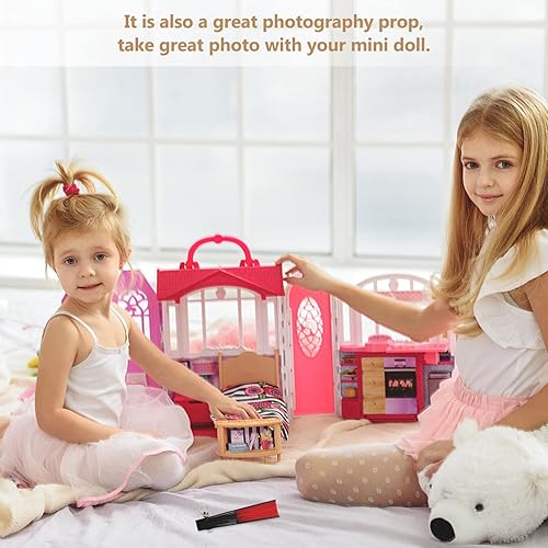 Miniatura 4 de jojofuny Mini ventilador plegable, accesorios para casa de muñecas, ventiladores de mano de papel en miniatura, ventilador plegable pequeño, micro