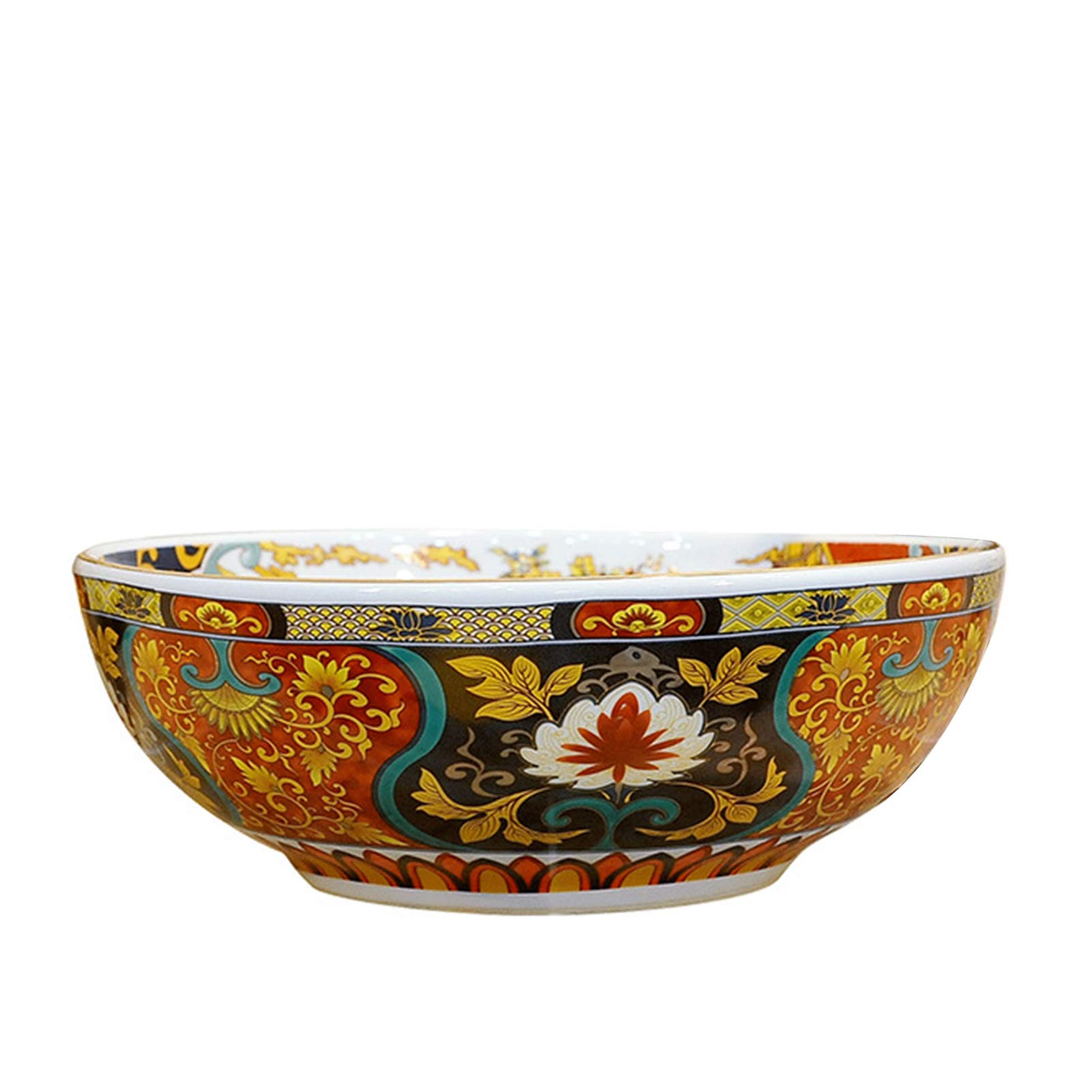 TIANQIHAO European Style Retro Countertop Sinks, Round Vessels Bathroom Ceramic Wash Basin Bowl And Faucet Combo For Cabinet Lavatory Vanity,Single Basin,Single Basin