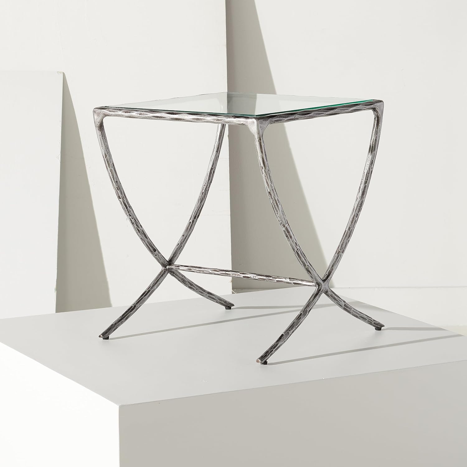 SAFAVIEH Couture Collection Debbie Silver Square Metal Accent Table (Fully Assembled)