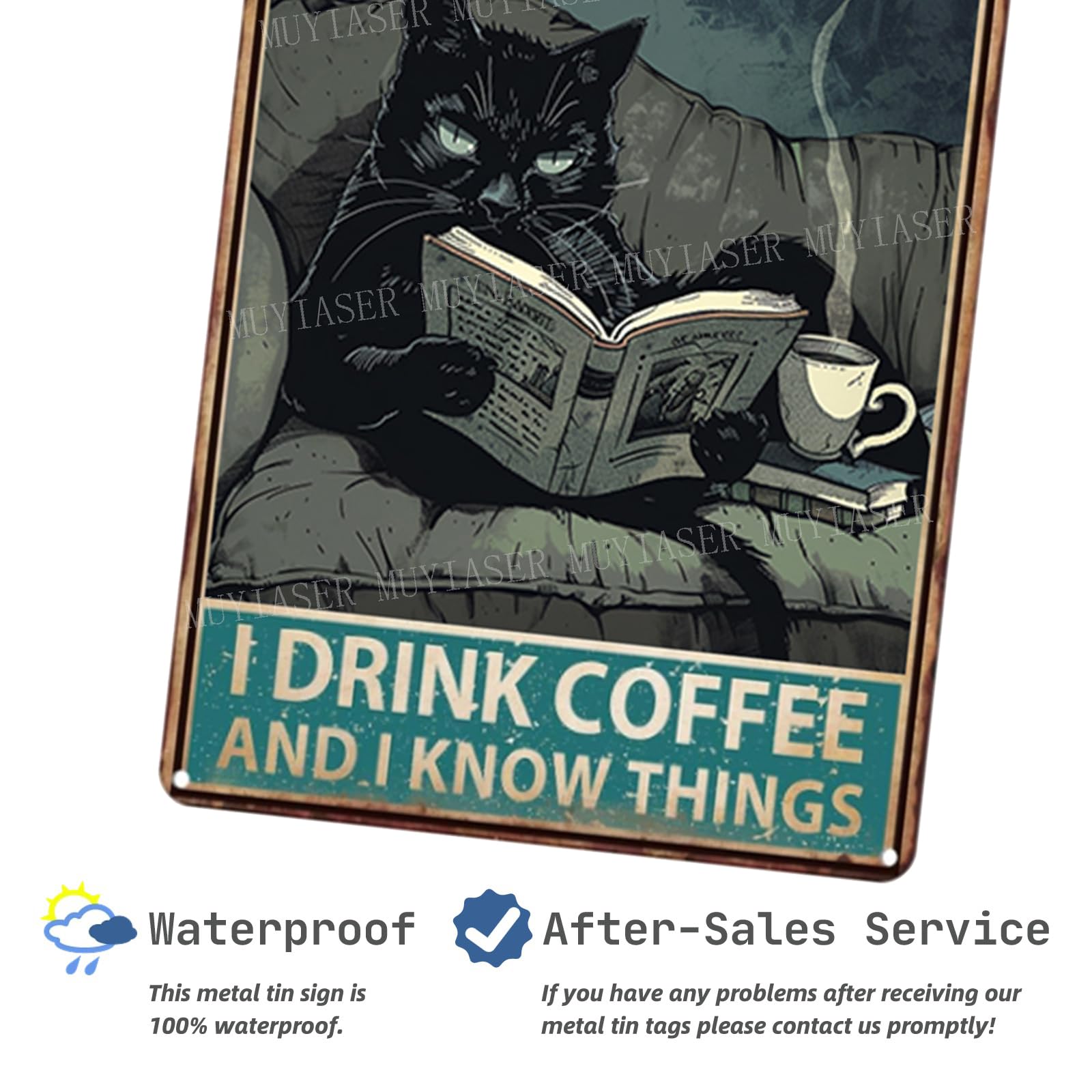 Targa In Metallo Vintage Con Gatto Nero 'What Matters Most Is How You See Yourself', 20x30 Cm - 2