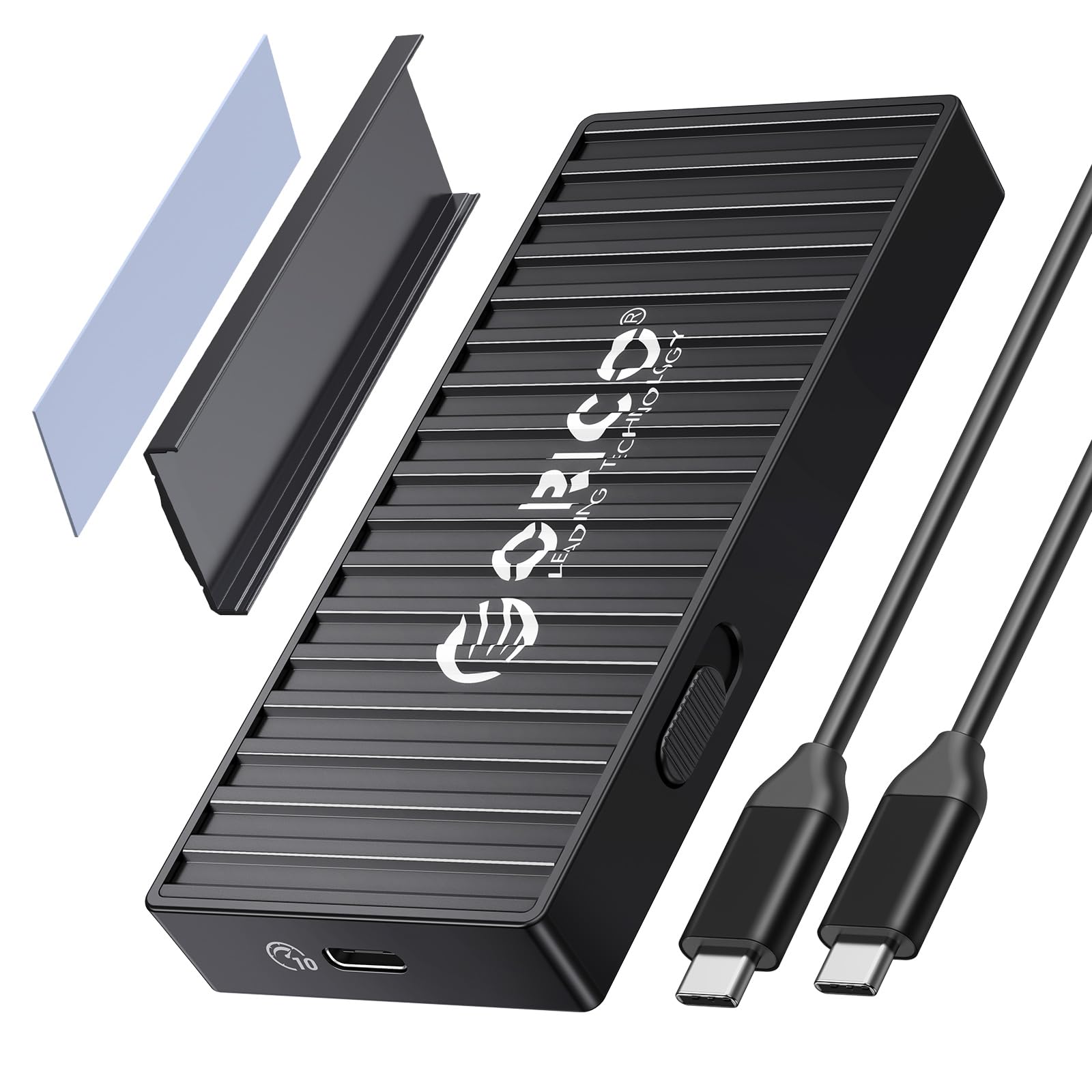 ORICO M.2 NVMe SSD Enclosure , Tool-Free 10Gbps USB C Adapter, USB 3.2 M.2 NVMe Reader, External SSD Case Thunderbolt 3 Compatible, Supports 4TB 2230/2242/2260/2280 PCIe M-Key SSDs-9610-C3-BK