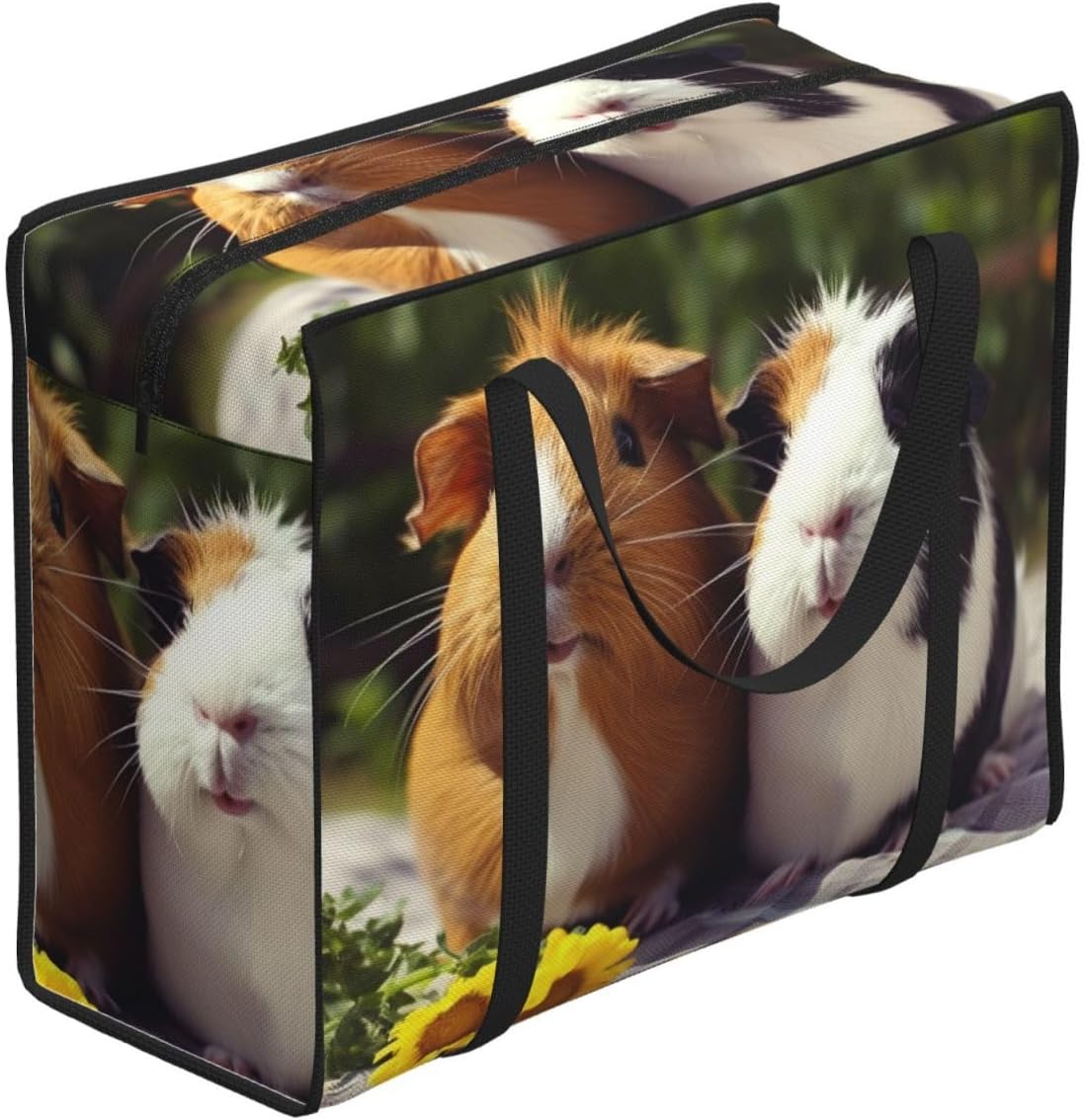 Heavy Duty Storage Tote With Zippers, Waterproof Large Moving Bags For Space Saving Guinea Pigs Funny Storage Bags For Clothes, Bedding, Laundry & Home Organization