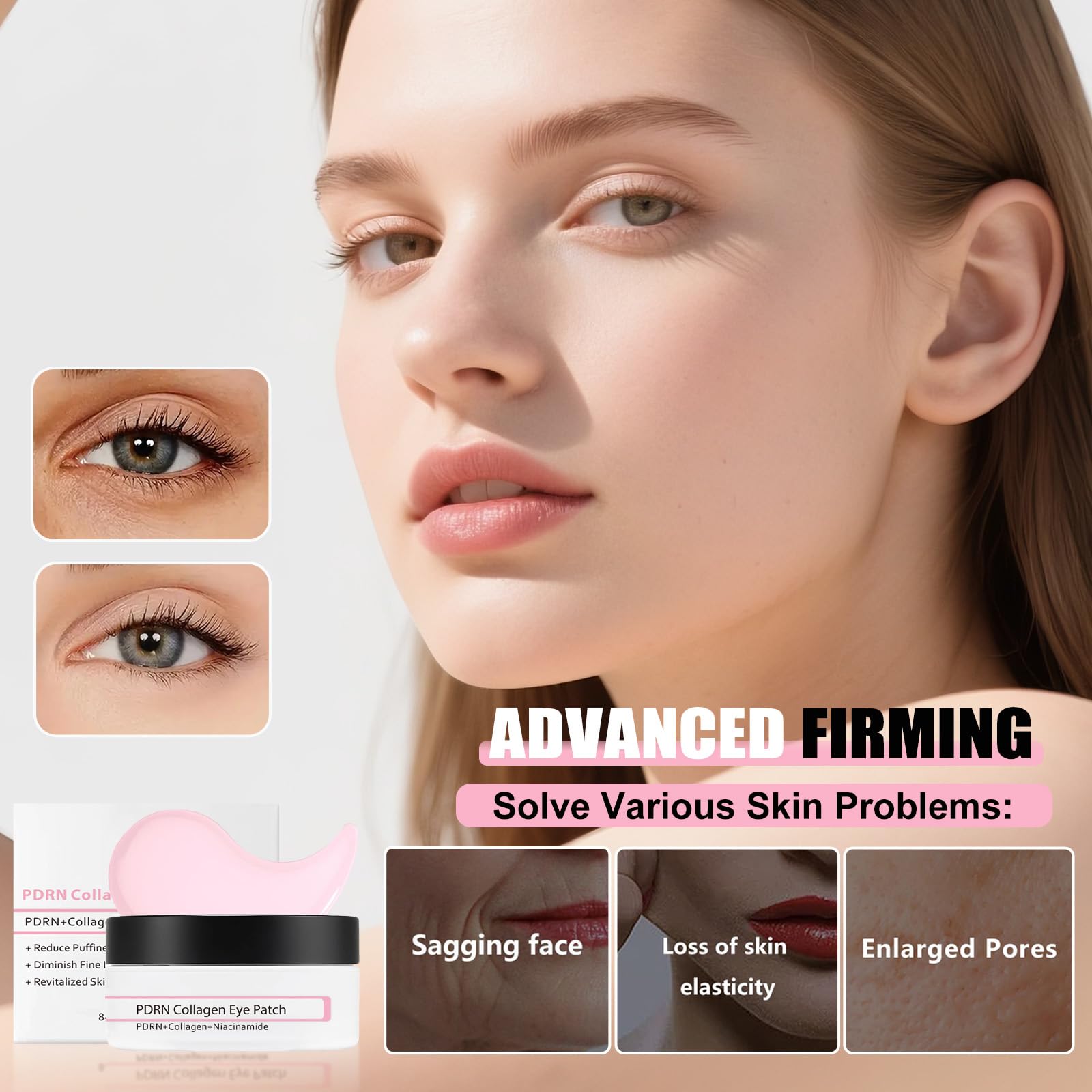 Under Eye Gel Patches, Pink Collagen Eye Patches with Niacinamide - Image 4