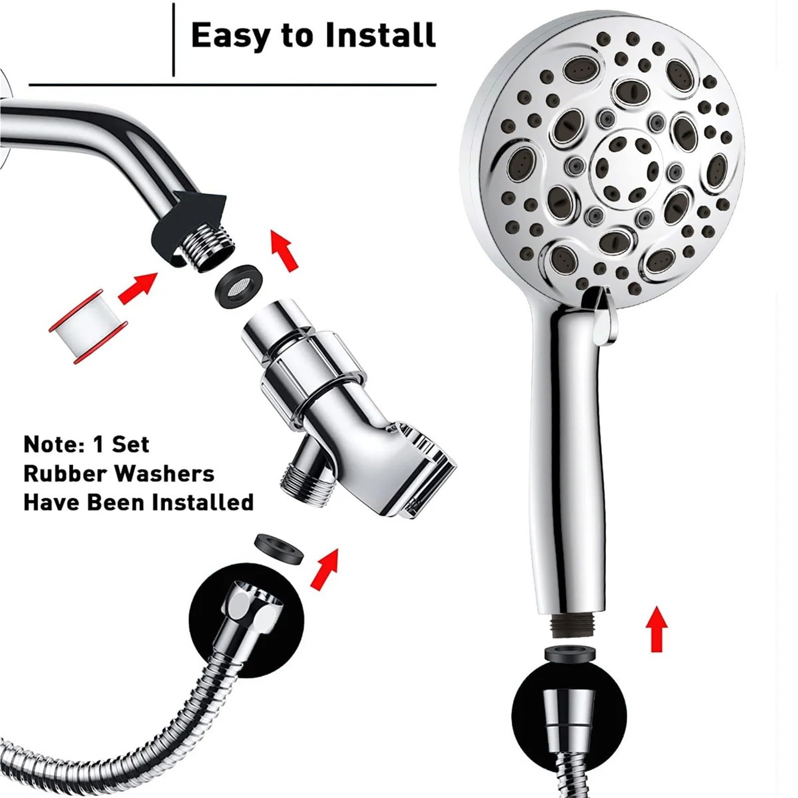Ducha eléctrica de mano con 10 funciones de pulverización trasera y presión de agua ajustable, ideal para experiencia de spa en casa, fácil instalación y diseño moderno