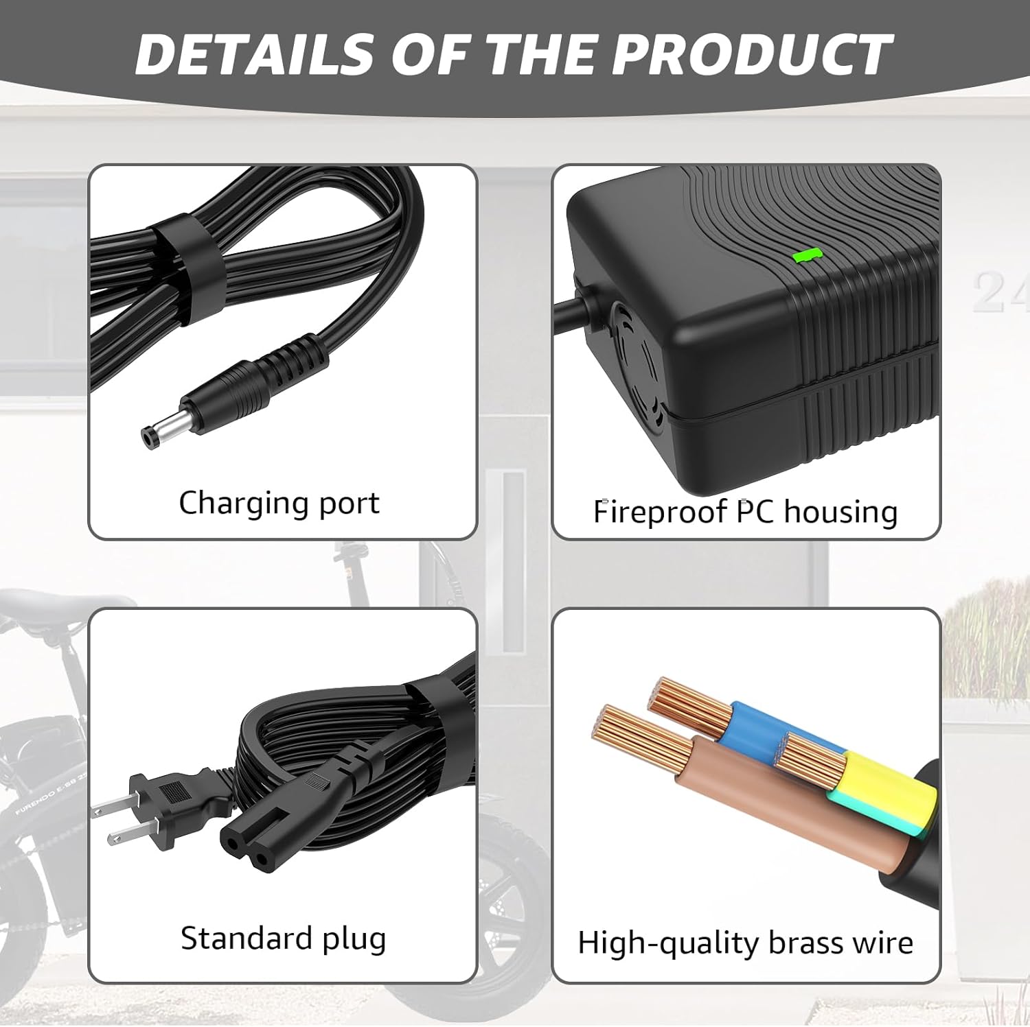 54.6V 2A Charger for 48V Lithium Battery Compatible with Battery Charger,Equipped with 4 Output Heads
