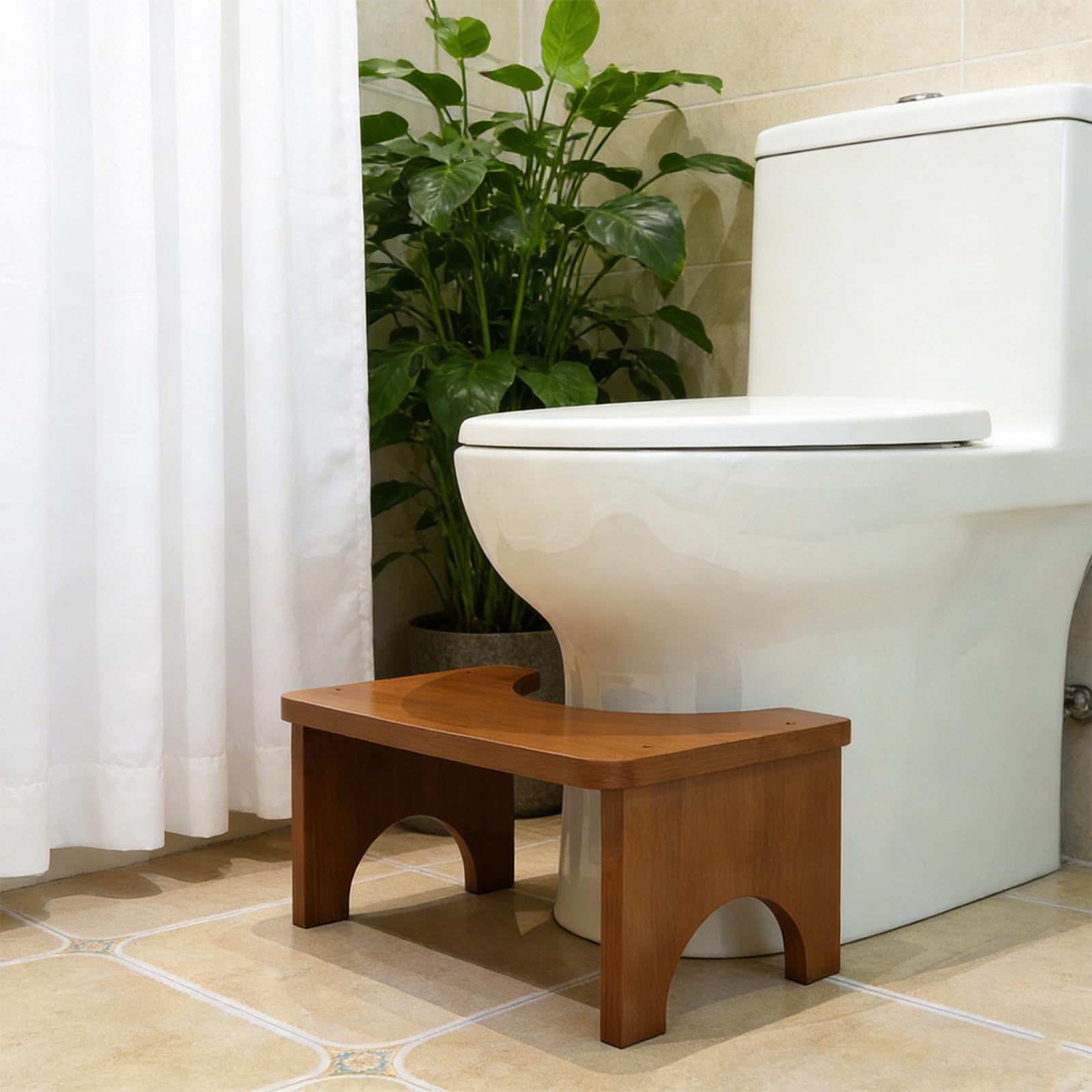 Toilettenhocker Holza,37 * 20 * 17CM Toilettenhocker Aus Holz,WC Hocker Erwachsene,Toiletten Fußbank Aus Holz Für Erwachsene Und Kinder,Gegen Blähungen,Anti Verstopfung(Braun)