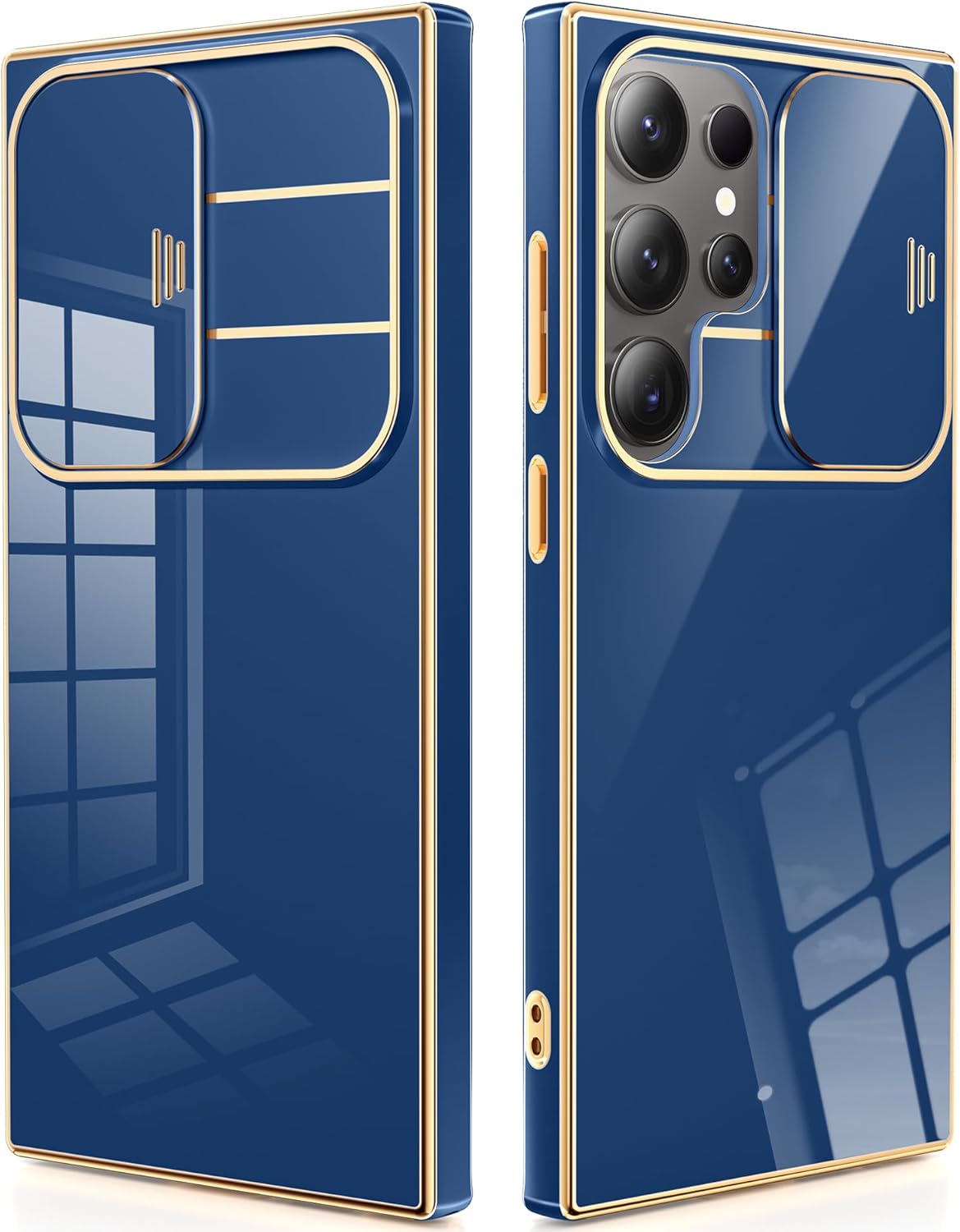 CAPRARO for Samsung Galaxy S24 Ultra Case with Camera Cover, [1x Screen Protector & Slide Camera Cover] Military Grade Shockproof Protective Phone Case for S24 Ultra Case 6.8", Deep Blue