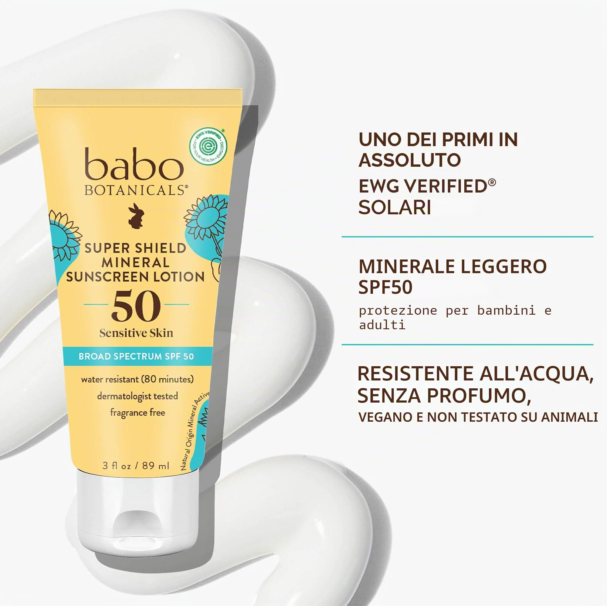 Babo Botanicals Sheer Mineral Sunscreen Lozione SPF 50 for Unisex 3 oz Sunscreen