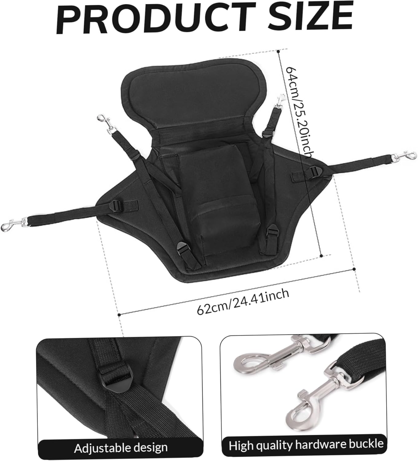 Kayak Seat with Back Support Nylon Adjustable Paddle Board/Canoe Seat with Snap Hooks & Storage Bag Detachable Reusable Kayak Accessories Paddle Board Canoe
