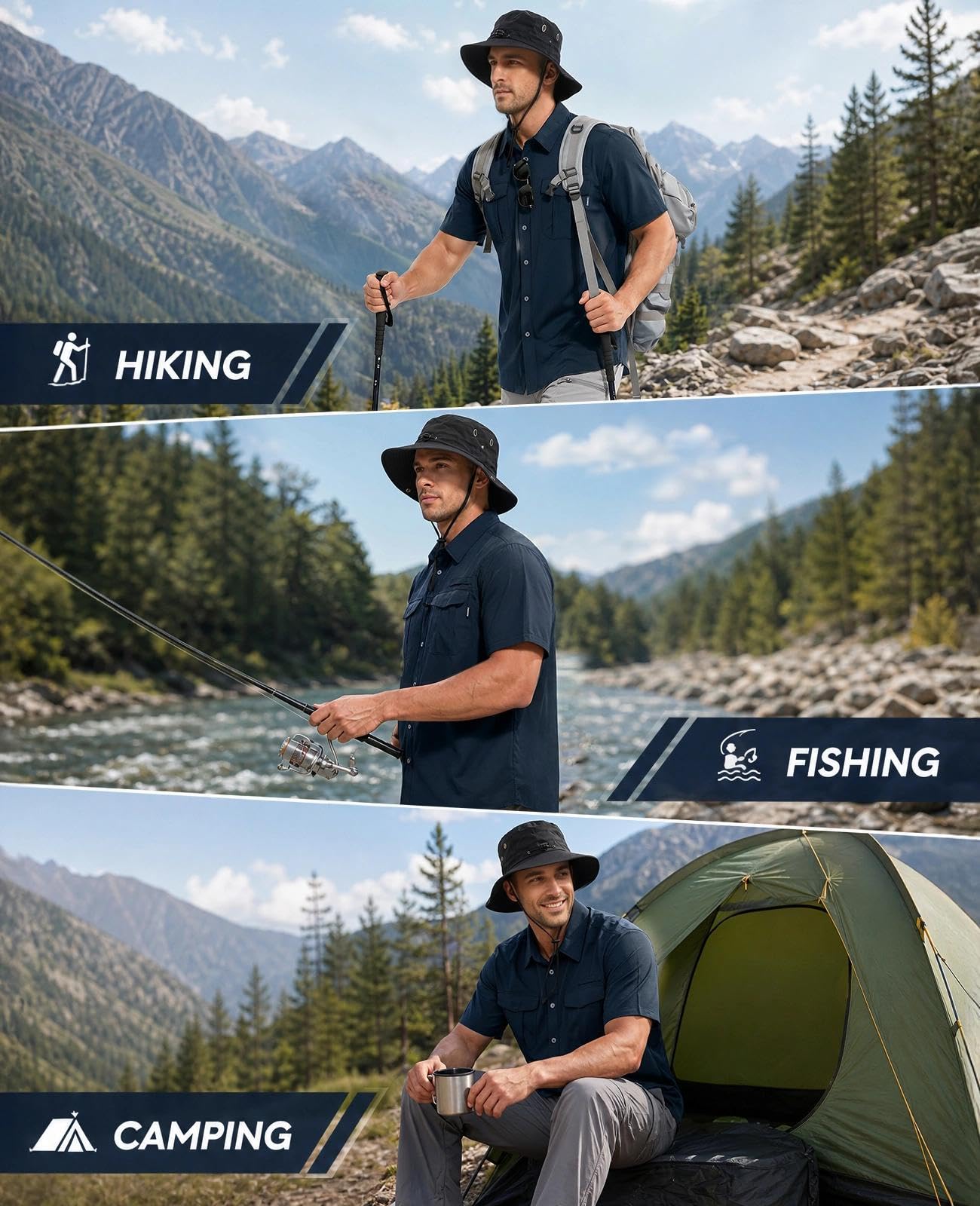 Haimont Camisa de protección solar para hombre, resistente al agua, manga corta, con botones, de secado rápido, para senderismo, pesca