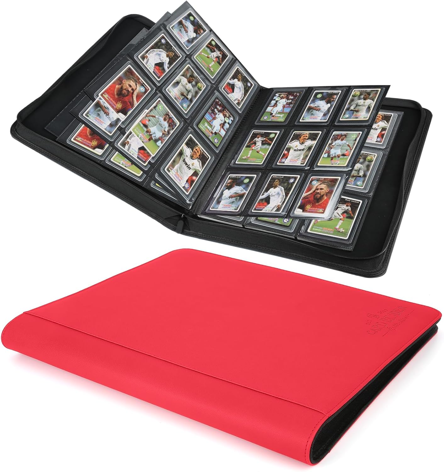 Toploader Binder,Toploader Hard Cases, 9-Pocket Pages Sleeves Hold up 288 Cards.Toploader Card Binder with Sleeves for “3×4” rigid，Card Holder(black)